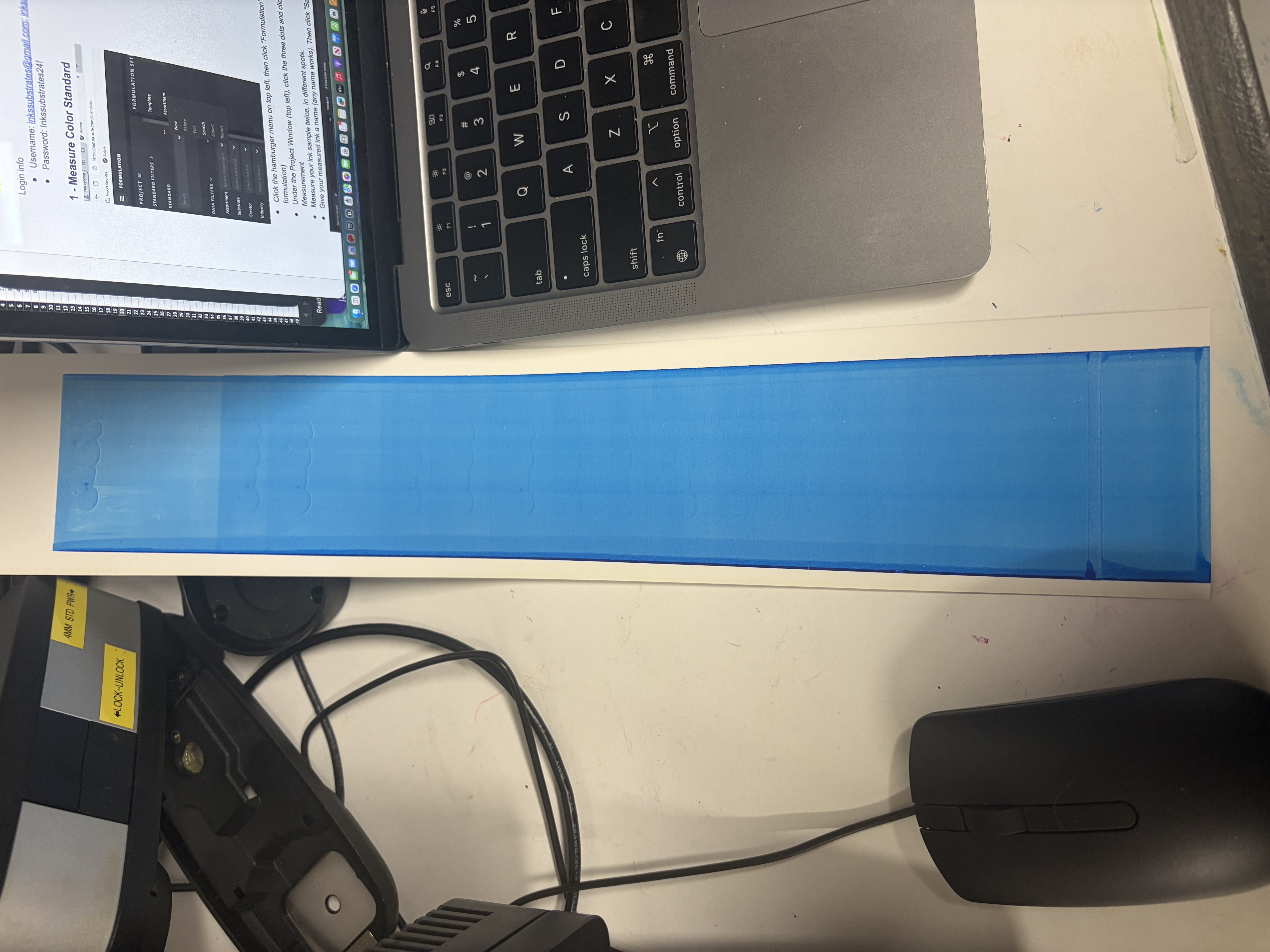 drawdown of ink formulation